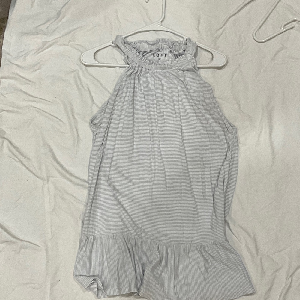 LOFT Light Blue Ruffled Halter Top